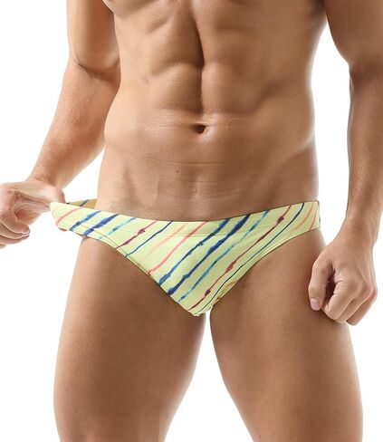 Mens Sexy Bikini Swimwear Diagonal Stripe Swim Briefs Rainbow Swimsuits Elestic Colorful Striped in Kuwait