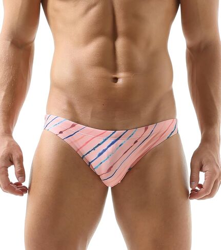 Mens Sexy Bikini Swimwear Diagonal Stripe Swim Briefs Rainbow Swimsuits Elestic Colorful Striped in Kuwait