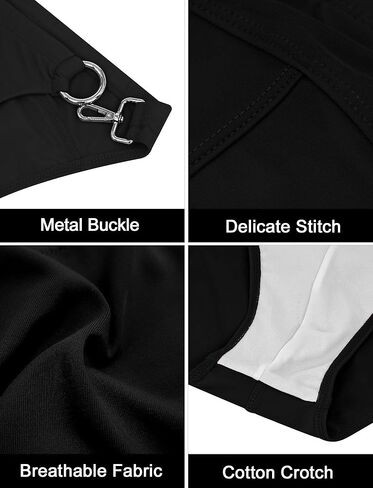 Panegy Men's Sexy Thong Swimwear Bikini Briefs Padded Swim Briefs Metal Hook & Ring Swimsuit in Saudi Arabia