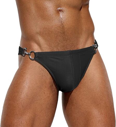 Panegy Men's Sexy Thong Swimwear Bikini Briefs Padded Swim Briefs Metal Hook & Ring Swimsuit in Saudi Arabia