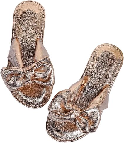 GORGLITTER Girl's Slip on Sandals Bow Sandals Round Open Toe Beach Sandals in Saudi Arabia