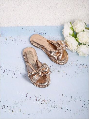 GORGLITTER Girl's Slip on Sandals Bow Sandals Round Open Toe Beach Sandals in Saudi Arabia