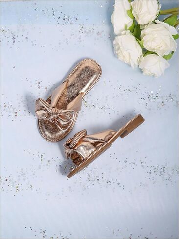 GORGLITTER Girl's Slip on Sandals Bow Sandals Round Open Toe Beach Sandals in Saudi Arabia