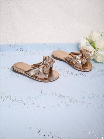 GORGLITTER Girl's Slip on Sandals Bow Sandals Round Open Toe Beach Sandals in Saudi Arabia