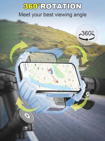 حامل هاتف الدراجة ، حبل هاتف دراجة نارية مقود ، إصدار سريع القفل ، 360 درجة من السيليكون المغلفة بالسيليكون المغطى بالدراجة الإلكترونية ، مقطع هاتف دراجة Scooter ATV ، مقابل 4.7- 6.8 "هواتف in Kuwait