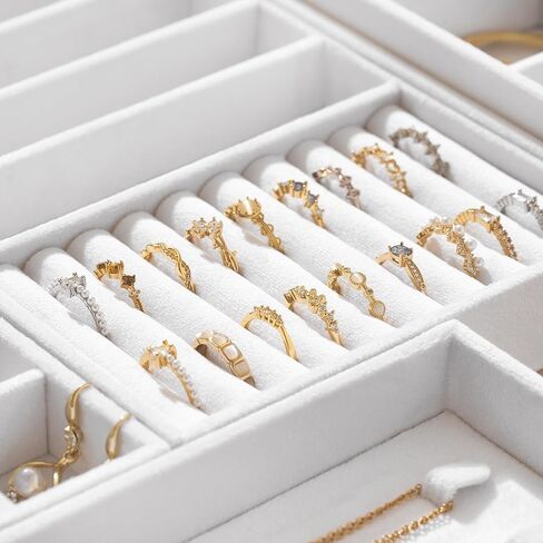 Velvet Jewelry Drawer Organizer Trays – Stackable Jewelry Organizer Storage Inserts Set, 4-Layer Jewelry Tray Set for Earrings, Rings, Necklaces, Bracelets with Removable Dividers for Dresser & Vanity in Kuwait