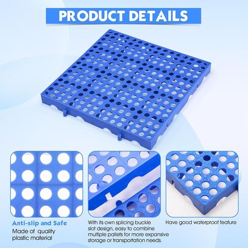10 Pcs Plastic Pallets for Basement Storage 11. 81 x 11. 81 x 1. 18 Inch Lightweight Moisture-Proof Floor Waterproof Storage Grid Pad Grid Ventilation Pallet for Garage Supermarket Outdoor in Kuwait