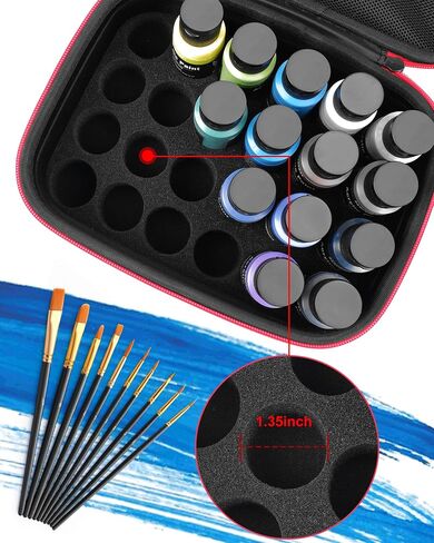 Acrylic Paint Storage Case for 42 Bottles(2 fl oz), Craft Paint Storage Paint Bottle Organizer,Art Supply Storage Hard Paint Box Organizer with Pocket for Paint Brushes,Palette Board & Painting Knives in Saudi Arabia