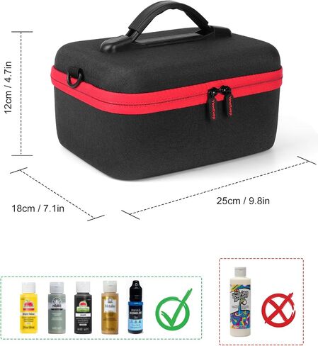 Acrylic Paint Storage Case for 42 Bottles(2 fl oz), Craft Paint Storage Paint Bottle Organizer,Art Supply Storage Hard Paint Box Organizer with Pocket for Paint Brushes,Palette Board & Painting Knives in Saudi Arabia