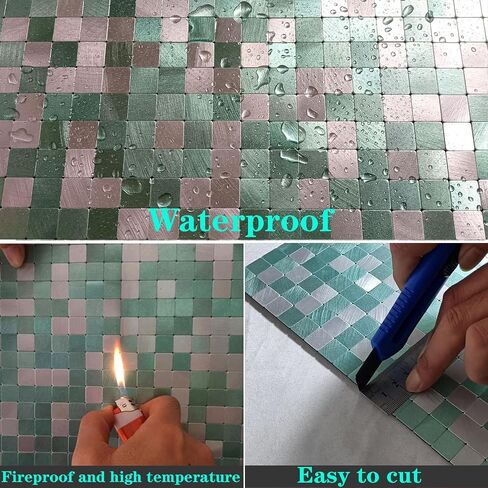 WEIMEISC 10 Sheets Peel and Stick Backsplash Tile for Kitchen, Self-Adhesive Mosaic Tile, Stick on Bathroom Vanities，Fireplace Décor, Laundry Table (Light Black, 10) in Saudi Arabia