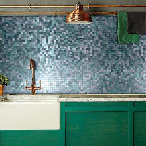 WEIMEISC 10 Sheets Peel and Stick Backsplash Tile for Kitchen, Self-Adhesive Mosaic Tile, Stick on Bathroom Vanities，Fireplace Décor, Laundry Table (Light Black, 10) in Saudi Arabia