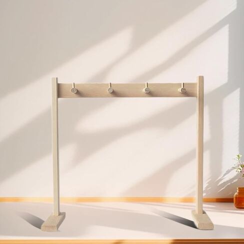 Chime Stand Gong Stand Professional Wood Holds 4 Chimes Stable Hanging Rack Chime Holder for Meditation Bedroom Yoga Desktop in Saudi Arabia