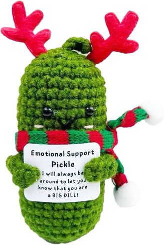Emotional Support Pickle, Graduation Gifts Handmade Cucumber Crochet Doll, Positive Crochet Animals with Doctoral Hat, Funny Graduation Decorations in Kuwait