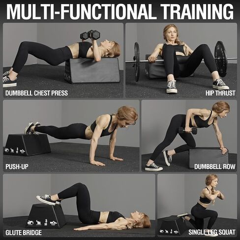 Mikolo Hip Thrust Bench ، آلة دفع الورك في المنزل لجسر Glute ، صندوق دفع الورك متعدد الوظائف مع معدات تجريب غير زرق in Kuwait