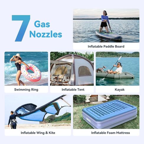20PSI Electric Paddle Board Pump, Rechargeable Battery-Powered, Intelligent Dual Stage Inflation & Deflation, Auto-Off SUP Air Pump for Stand Up Paddle Boards,Surfing Kite, Tent, Mattress in Kuwait