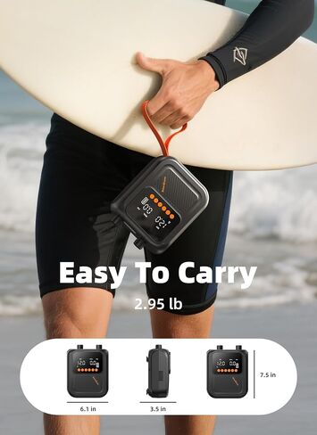 Rechargeable Paddle Board Pump, 2025 Portable SUP Air Pump with Dual Stage Inflation, 3x4500MAH, Up to 20 PSI, 30% Faster with Auto-Off, Ideal for Kayaks, Boats, and Tents in Saudi Arabia