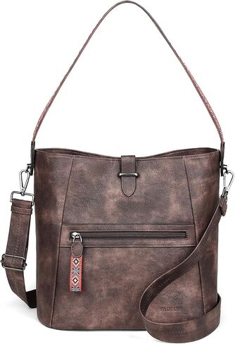 FADEON Bucket Bag for Women Purses and Handbags Designer Hobo Bags for Women Crossbody PU Leather Shoulder Bag Trendy Brown in Saudi Arabia