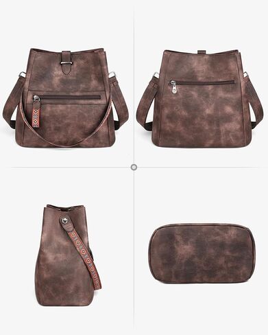 FADEON Bucket Bag for Women Purses and Handbags Designer Hobo Bags for Women Crossbody PU Leather Shoulder Bag Trendy Brown in Saudi Arabia
