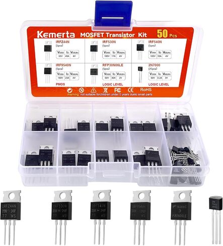 6 القيم 50 PCS MOSFET Transistor Kit ، IRFZ44N IRF530N IRF540N RFP30N06LE 2N7000 IRF9540 N Channel P chann in Saudi Arabia