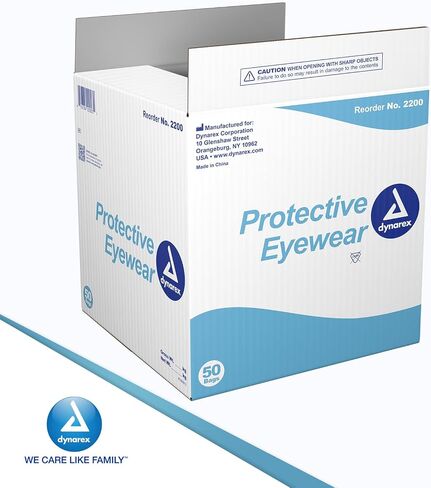 Dynarex 2200 Protective Eyewear, Clear, Pack of 50 in Saudi Arabia