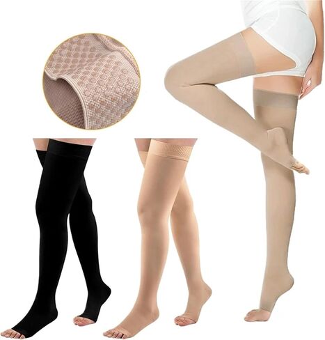 1PAIR 20-30 مم زئبق أكمام ضغط العجل للنساء والرجال ، أكمام ضغط الفخذ بدون قدم للترشح لتخفيف شائبة شين ، الانتعاش ، الجري in Kuwait