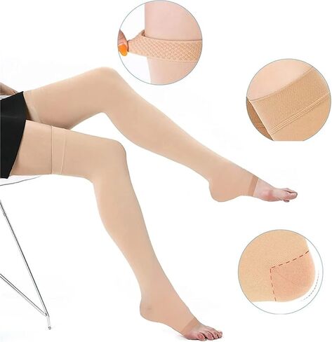 1PAIR 20-30 مم زئبق أكمام ضغط العجل للنساء والرجال ، أكمام ضغط الفخذ بدون قدم للترشح لتخفيف شائبة شين ، الانتعاش ، الجري in Kuwait