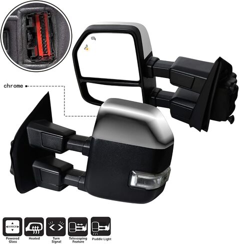AERDM New towing mirror Power Heated Compatible with Ford Super Duty F-250 F-350 F-450 F-550 2017 2018 2019 Pickup Truck Replacement Extendable Towing with Turn Signal,Clearance and Auxiliary Lamp in Saudi Arabia