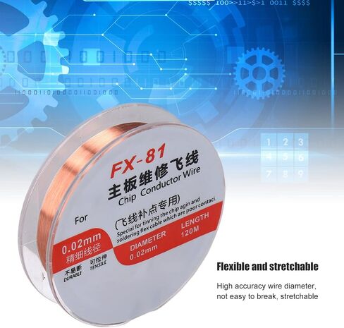 Kadimendium 1Pcs Enameled Wire PCB Accurate Repair Wire High Electrical Conductivity Insulation Copper Winding Wire PCB Repair Enameled Wire (FX for 81 0 . 02mm Dia) in Saudi Arabia