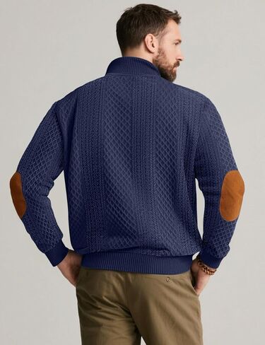 Men's Casual Sweatshirt Pullover Sweater Casual Long Sleeve Stand Collar Quarter Button Sweaters in Kuwait