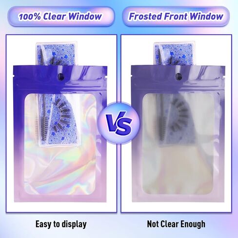 Funfery 100 Pack Back Tradient Hololographic Facs ، أكياس قابلة للاستمتاع Mylar مع سحاب ، حقيبة تغليف النوافذ الصافية ، حقيبة إحباط للرائحة لتخزين الطعام ، عينة من أكياس المجوهرات (2.7 × 3.9 بوصة ، أزرق أرجواني) in Kuwait