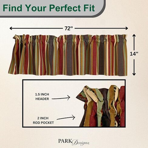 Park Designs Farmhouse Kitchen Valances for Windows - Plaid Pine Lodge | Fall Decor Window Valance Curtains | Plaid Curtain Valances for Windows | Boho Living Rooms & Bathrooms | 72" x 14" in Kuwait