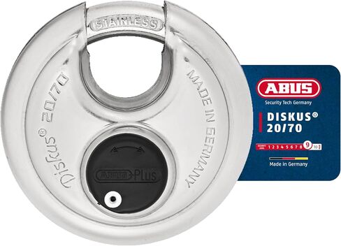 Abus Diskus 20/70 قفل قرص من الفولاذ المقاوم للصدأ - قفل مقاوم للصدأ مع 3/8 بوصة - مصنوع في ألمانيا - مختلط مختلف in Kuwait