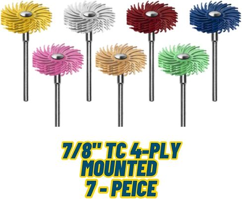 DEDECO SUNBURST - 7/8 بوصة TC 4 -PLY DYRIAL DIRSTS - مجموعة أدوات تنظيف وتلميع بالحرارة الدقيقة ، متنوعة: 1 من كل 7 قوام حصباء 3/32 بوصة (2.35 ملم) (7 قطعة) in Saudi Arabia