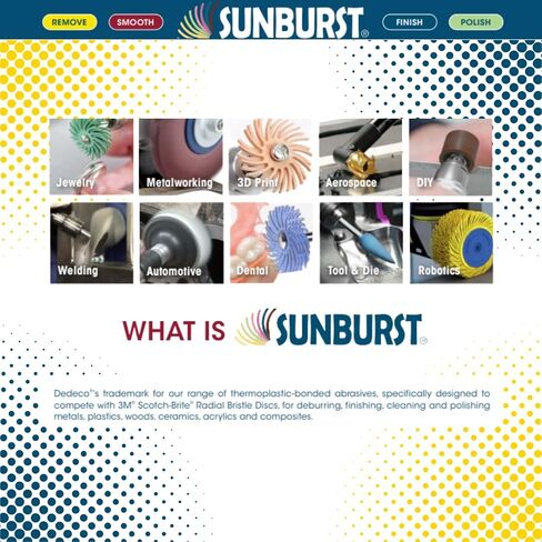 DEDECO SUNBURST - 7/8 بوصة TC 4 -PLY DYRIAL DIRSTS - مجموعة أدوات تنظيف وتلميع بالحرارة الدقيقة ، متنوعة: 1 من كل 7 قوام حصباء 3/32 بوصة (2.35 ملم) (7 قطعة) in Saudi Arabia
