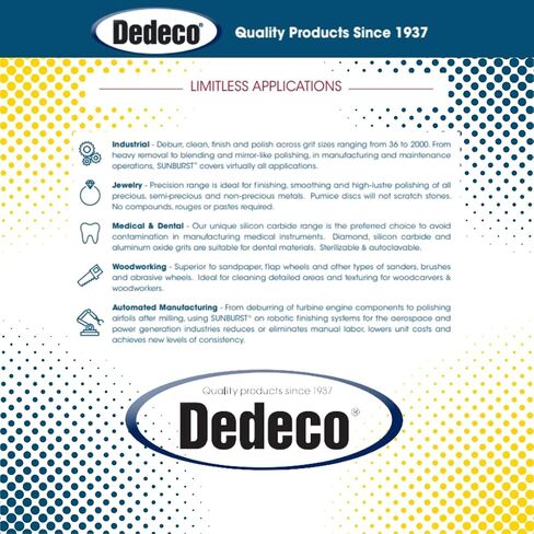 DEDECO SUNBURST - 7/8 بوصة TC 4 -PLY DYRIAL DIRSTS - مجموعة أدوات تنظيف وتلميع بالحرارة الدقيقة ، متنوعة: 1 من كل 7 قوام حصباء 3/32 بوصة (2.35 ملم) (7 قطعة) in Saudi Arabia