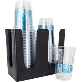 WXMIAN 2-Tier Cup Holder Organizer – Countertop Dispenser for Paper & Coffee Cups – Sturdy Black PP Plastic – Ideal for Office Break Rooms, Cafés, Parties in Saudi Arabia