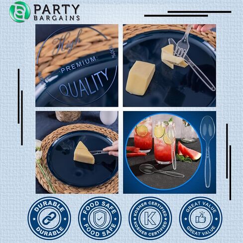 Party Bargains Disposable Cutlery set, SAPPHIRE Design, Clear Color, 360 Pieces: 180 Forks, 120 Spoons, 60 Knives in Kuwait