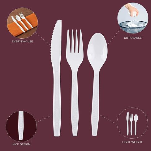 Party Bargains Disposable Cutlery set, SAPPHIRE Design, Clear Color, 360 Pieces: 180 Forks, 120 Spoons, 60 Knives in Kuwait