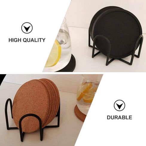 1 Pc Black Iron Coaster Holder Metal Storage Rack Coasters Shelf for Both Round and Square Coasters, Bar Bar Tools(4.40 X 4.40 X 2.48in) in Saudi Arabia