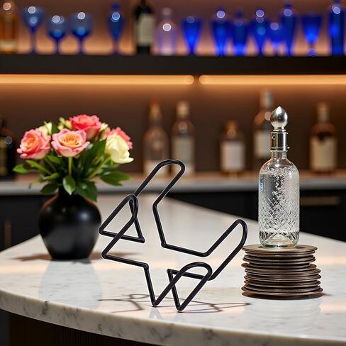 1 Pc Black Iron Coaster Holder Metal Storage Rack Coasters Shelf for Both Round and Square Coasters, Bar Bar Tools(4.40 X 4.40 X 2.48in) in Saudi Arabia