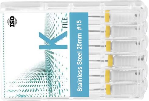 xux 6pcs/pack endo ende استخدم ملفات k-file المقاوم للصدأ ملفات endodontic #15 ملفات endo rotary 21mm/25mm (21mm) in Kuwait
