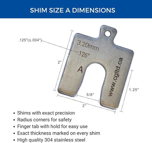 CGLTD STELAL STELL SLOTTED SHIM KIT ، SIZE A ، 2 "× 2" (حزمة 260) in Kuwait