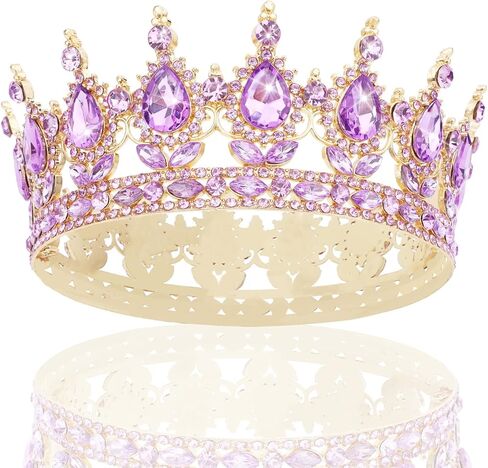 CAVETEE Crystal Tiaras and Crowns for Women Full Round Queen Crown for Women Bridal Wedding Prom Princess Hair Headbands Birthday Decorations Birthday Crown Cake Topper(Red and Gold) in Saudi Arabia