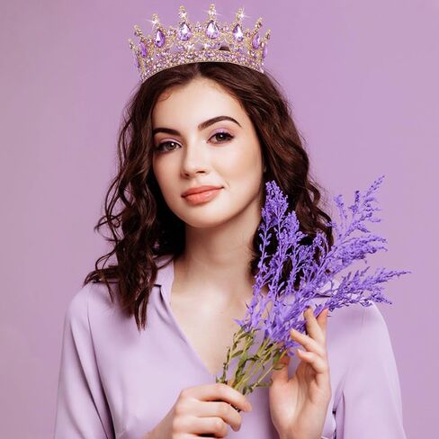 CAVETEE Crystal Tiaras and Crowns for Women Full Round Queen Crown for Women Bridal Wedding Prom Princess Hair Headbands Birthday Decorations Birthday Crown Cake Topper(Red and Gold) in Saudi Arabia