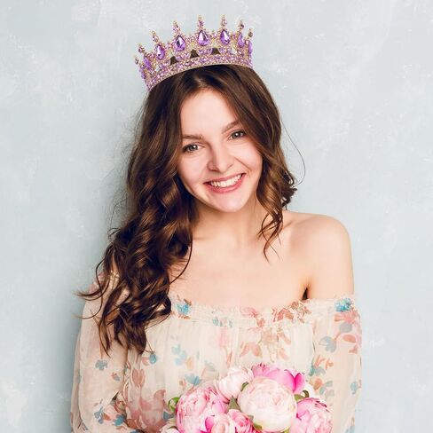CAVETEE Crystal Tiaras and Crowns for Women Full Round Queen Crown for Women Bridal Wedding Prom Princess Hair Headbands Birthday Decorations Birthday Crown Cake Topper(Red and Gold) in Saudi Arabia