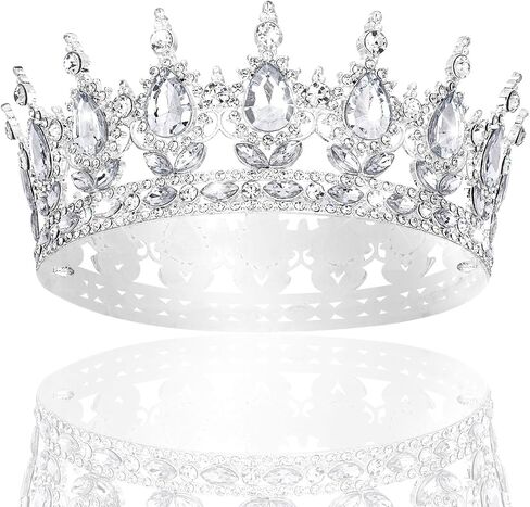 CAVETEE Crystal Tiaras and Crowns for Women Full Round Queen Crown for Women Bridal Wedding Prom Princess Hair Headbands Birthday Decorations Birthday Crown Cake Topper(Red and Gold) in Saudi Arabia