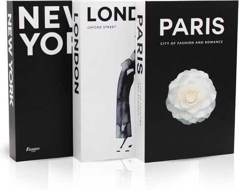 Faux Decorative Bookend - Decorative Books - Boxes for Coffee Table, Bookshelf Decor - Fake Books for Home Decor, Photo Box Storing Memories - Set of 3 Units- Ref: Cities in Kuwait