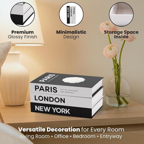 Faux Decorative Bookend - Decorative Books - Boxes for Coffee Table, Bookshelf Decor - Fake Books for Home Decor, Photo Box Storing Memories - Set of 3 Units- Ref: Cities in Kuwait