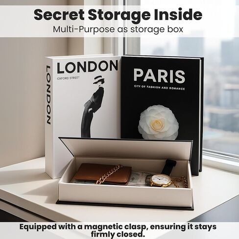 Faux Decorative Bookend - Decorative Books - Boxes for Coffee Table, Bookshelf Decor - Fake Books for Home Decor, Photo Box Storing Memories - Set of 3 Units- Ref: Cities in Kuwait