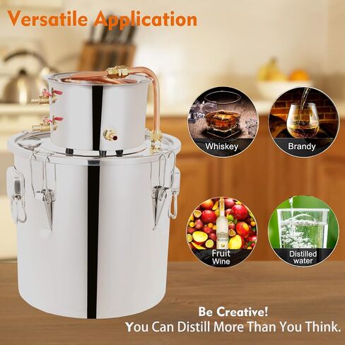 Alcohol Still 8 GAL 3 Pots Shine Still Distillery Kit for Alcohol Stainless Copper Tube Complete with Thumper Keg Water Pump Metal Thermometer Airlock Brew Bag Proof Alcoholmeter Test Kit in Kuwait